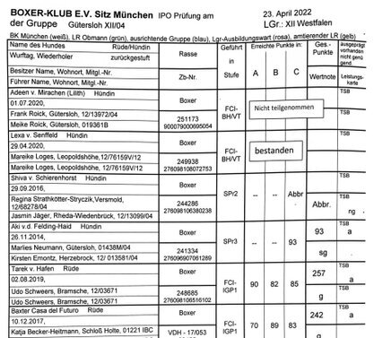 Meldebogen 23. April 2022